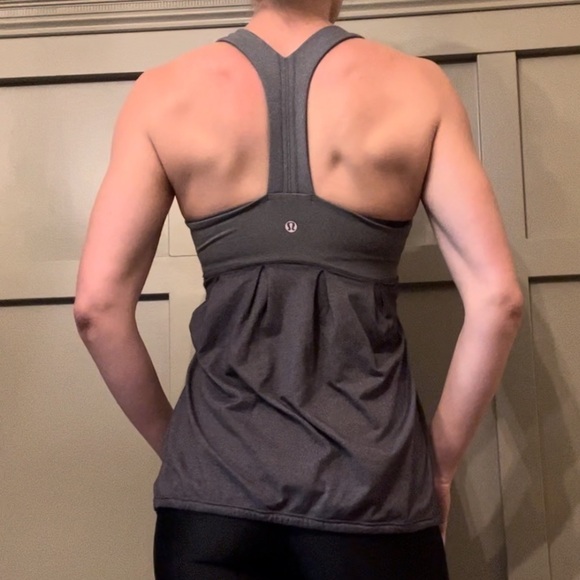 LULULEMON Power Dance Tank Yoga Top Built in Bra Gray / Dark Gray Size 4 - Picture 1 of 12